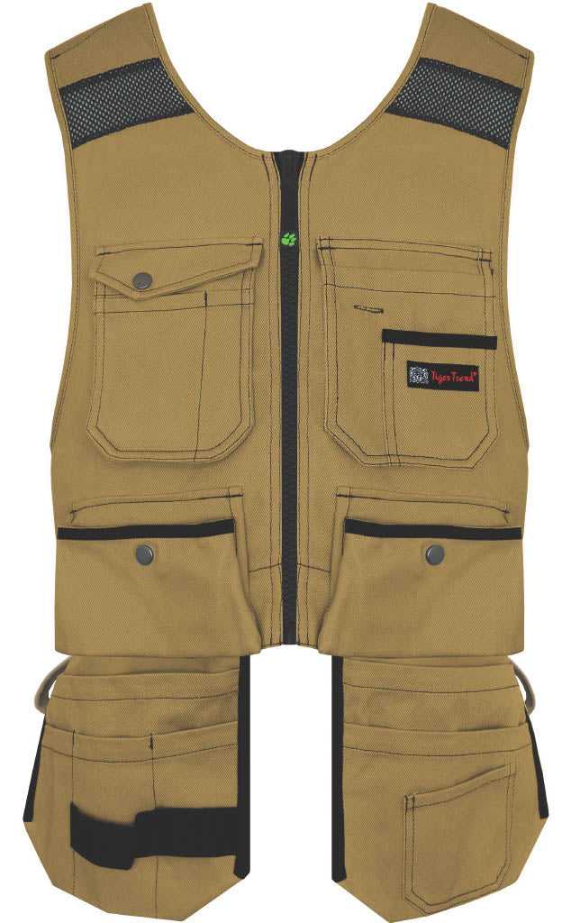 Tiger Trend Mens Work Vest Pockets Utility Vest Tool Pockets Finisher Pro