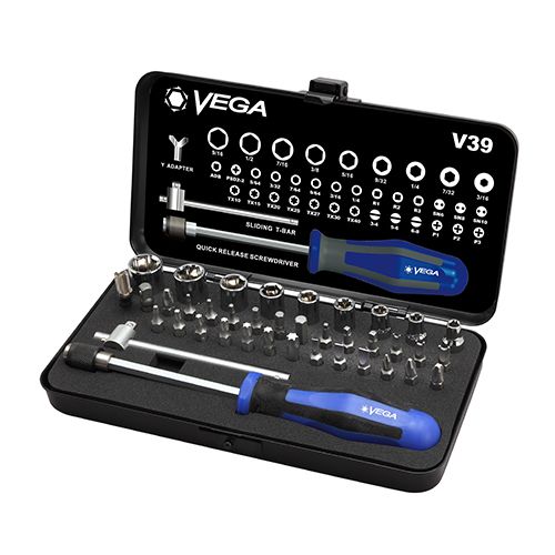 Vega Industries V-39 39 PC Bit, Socket & Hand Driver Set