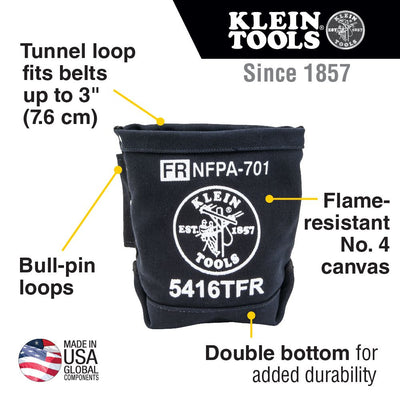 KLEIN TOOLS 5416TFR Flame-Retardant Black Canvas Bolt Bags - Tunnel Loop