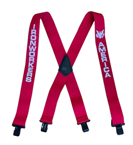 Suspender AAT-2005 Solid Red - IRONWORKERS & AMERICA Suspenders - Made in USA