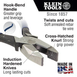Klein D2000-9ST 9" Ironworker's Pliers - Heavy-Duty Cutting (Light Blue Plastic) ** Heavy Weight **