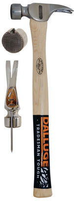 DALLUGE 2110 21 oz. Straight Handle Hickory Framing Hammer Serrated Face W/ Nailoc Magnetic Holder