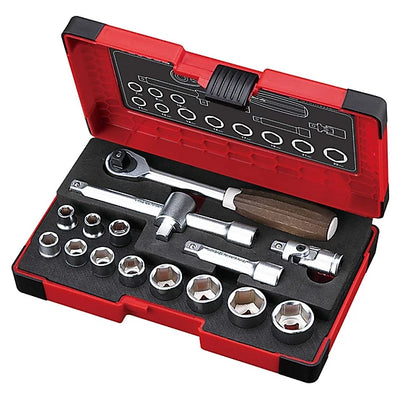 VESSEL HRW3002M-W 3/8" DRIVE NON-SLIP WOODY SOCKET WRENCH SET (16pcs)