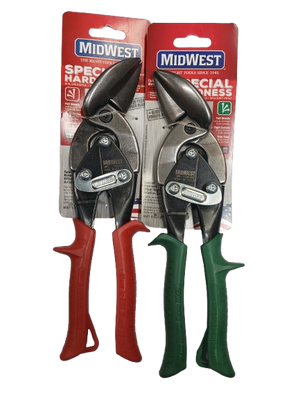 MIDWEST MWT-SS6510C Special Hardness Offset Aviation Snip - Left and Right Cut - Heavy Duty 2pc. Set