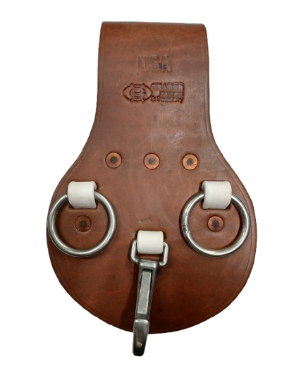Graber Harness 12-0021Rus Heavy Duty Leather Spud Wrench Scabbard 2 Rings with Snap Hook