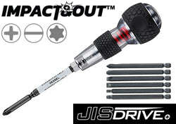 VESSEL 238HWB-7PU Impact & Out Screwdriver with 7pcs bits and Pouch