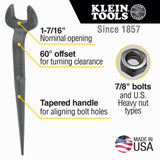 KLEIN 3213 Erection Wrench Bolt Size 7/8 Inch For US Heavy Nut And Opening Size 1-7/16 Inch