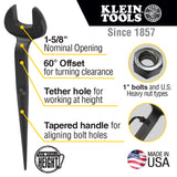 KLEIN 3214TT Erection Wrench Bolt Size 1 Inch For US Heavy Nut And Opening Size 1-5/8 Inch with Hole