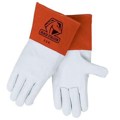 BLACK STALLION 35K TOP GRAIN KIDSKIN LONG CUFF TIG WELDING GLOVES