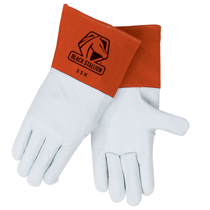 BLACK STALLION 35K TOP GRAIN KIDSKIN LONG CUFF TIG WELDING GLOVES