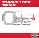 MILWAUKEE ELECTRIC TOOL 48-22-3531 2490363 Torque Lock Locking C-Clamp, Regular Jaws, 11"