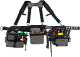 Bucket Boss Mullet Buster 3 Bag Tool Belt with Suspenders in Grey, 55135, Black, full size