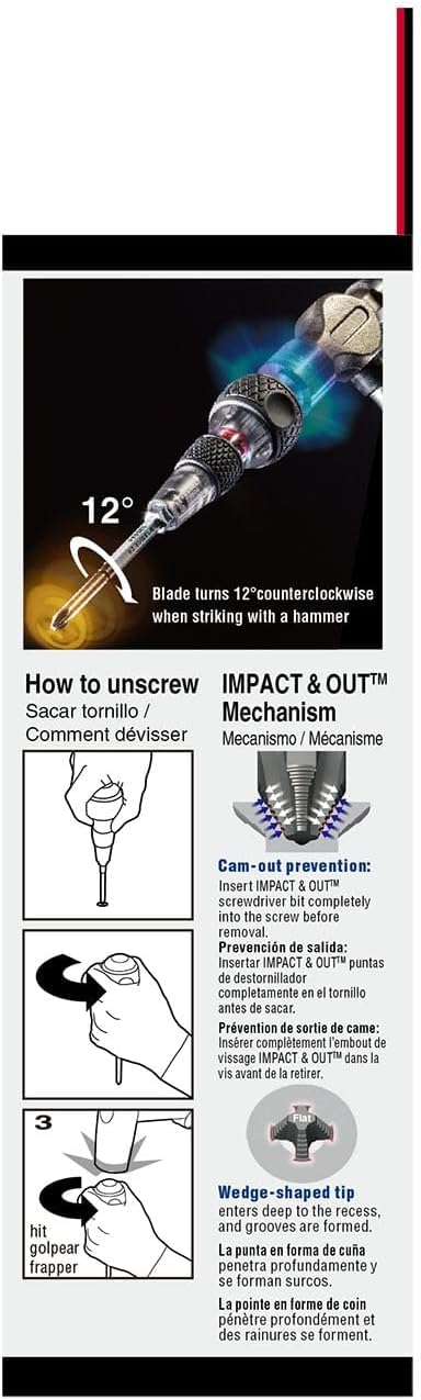 VESSEL 238HWB-7PU Impact & Out Screwdriver with 7pcs bits and Pouch