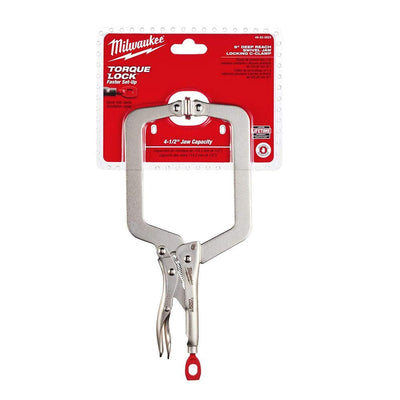 Milwaukee 48 22 3523 Deep Reach Swivel Jaw Locking Clamp 9 Inch, Silver, 9"