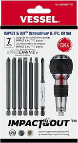 VESSEL 238HWB-7PU Impact & Out Screwdriver with 7pcs bits and Pouch