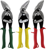 Midwest MWT-6510RLS 3-piece Offset Aviation Snip Set. Left, Right and Straight Cut Offset Tin Cutting Shears with Forged Blade & KUSH'N-POWER Comfort Grips. Made in USA
