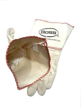 BOSS 1BC21701J-XL 3 PAIRS/pack Ironworker Gloves White Cotton Premium Grade Chore Glove with Double Layer Palm, Cotton Back and Nap-In Finish - Rubberized Gauntlet Cuff, Long cuff Size X-Large (Pack of 3 Pair)