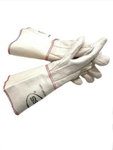 BOSS 1BC21701J X-LRG Ironworker Gloves White Cotton Premium Grade Chore Glove with Double Layer Palm, Cotton Back and Nap-In Finish - Rubberized Gauntlet Cuff, Long cuff Size X-Large (Pack of 1 Pair)