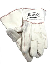 BOSS 1BC21701J X-LRG Ironworker Gloves White Cotton Premium Grade Chore Glove with Double Layer Palm, Cotton Back and Nap-In Finish - Rubberized Gauntlet Cuff, Long cuff Size X-Large (Pack of 12 Pairs)