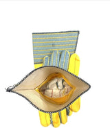 Knox-Fit S679 Old Sttle Blue/Yellow Heavy Duty Ironworker Gloves 3 Pairs/Pack-Long Cuff size Medium