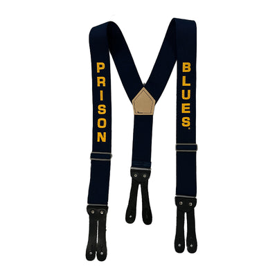 Prison Blues Y-Back Suspender with Flat Leather Ends