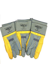 Knox-Fit S679 Old Sttle Blue/Yellow Heavy Duty Ironworker Gloves 3 Pairs/Pack-Long Cuff size Medium