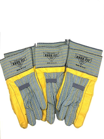 Knox-Fit S679 Old Sttle Blue/Yellow Heavy Duty Ironworker Gloves 3 Pairs/Pack-Long Cuff size Medium