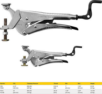 STRONG HAND PE10 Expand-O Pliers, 10", Reverse-Action Clamping Pliers, Clamping Pressure: 900 LBS (410 kg), Min: 1-3/8" (35 mm), Max 2-3/4" (70 mm)