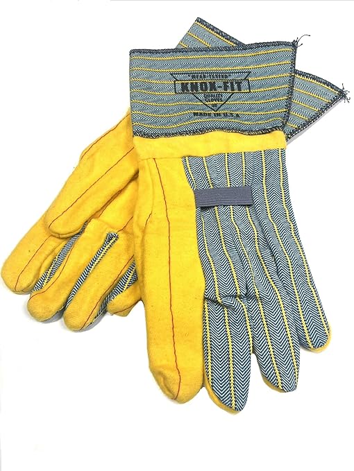 Knox-Fit S679 Old Stly Blue/Yellow Heavy Duty Ironworkers Gloves 1 Pair/Pack - Long Cuff size MIDIUM