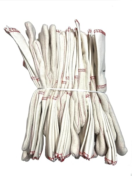 BOSS 1BC21701J X-LRG Ironworker Gloves White Cotton Premium Grade Chore Glove with Double Layer Palm, Cotton Back and Nap-In Finish - Rubberized Gauntlet Cuff, Long cuff Size X-Large (Pack of 12 Pairs)