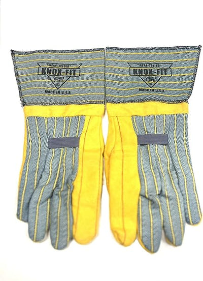 Knox-Fit S679 Old Sttle Blue/Yellow Heavy Duty Ironworker Gloves 3 Pairs/Pack-Long Cuff size Medium