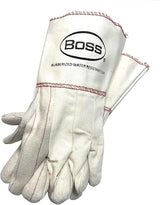 BOSS 1BC21701J-XL 6 PAIRS/ PACK  White Cotton Premium Grade Chore Glove with Double Layer Palm, Cotton Back and Nap-In Finish - Rubberized Gauntlet Cuff, Long cuff Size X-Large (Pack of 6 Pairs)