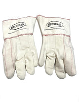 BOSS 1BC21701J-XL 6 PAIRS/ PACK  White Cotton Premium Grade Chore Glove with Double Layer Palm, Cotton Back and Nap-In Finish - Rubberized Gauntlet Cuff, Long cuff Size X-Large (Pack of 6 Pairs)