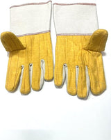 BOSS 1BC28571-LRG  1 PAIR/PACK Ironworker Gloves Premium Grade Gold Chore Glove with 2-Ply Palm, Canvas Back Light Weight Platiczed Gauntlet Cuff Long cuff Size Large (Pack of 1 Pair)