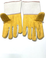 BOSS 1BC28571-LRG  6 PAIRS/PACK Ironworker Gloves Premium Grade Gold Chore Glove with 2-Ply Palm, Canvas Back Light Weight Platiczed Gauntlet Cuff Long cuff Size Large (Pack of 6 Pairs)
