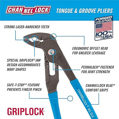 ChannelLock GL6 - 6 inch GRIPLOCK Tongue and Groove Plier