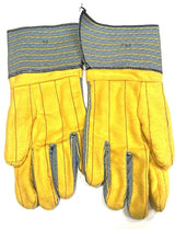 Knox-Fit S679 Old Sttle Blue/Yellow Heavy Duty Ironworker Gloves 3 Pairs/Pack-Long Cuff size Medium