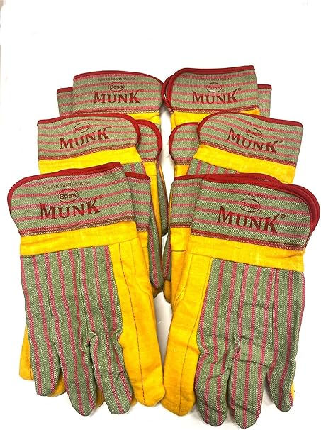 BOSS GLOVES 1BC5510 Munk Heavy Duty Ironworker Gloves 6 PAIRS (Short Cup)