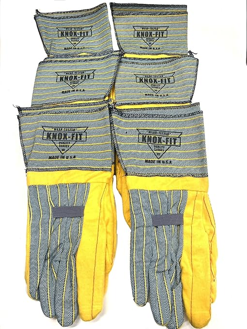 Knox-Fit S679 Old Sttle Blue/Yellow Heavy Duty Ironworker Gloves 6 pairs-Long Cuff size Medium