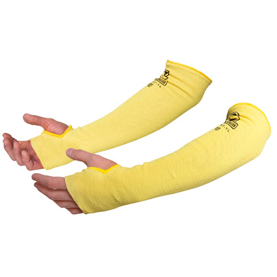 BLACK STALLION KS-18T-YL A4 Cut-Resistant Para-Aramid Knit Sleeves with Thumb Slot, 18" Length