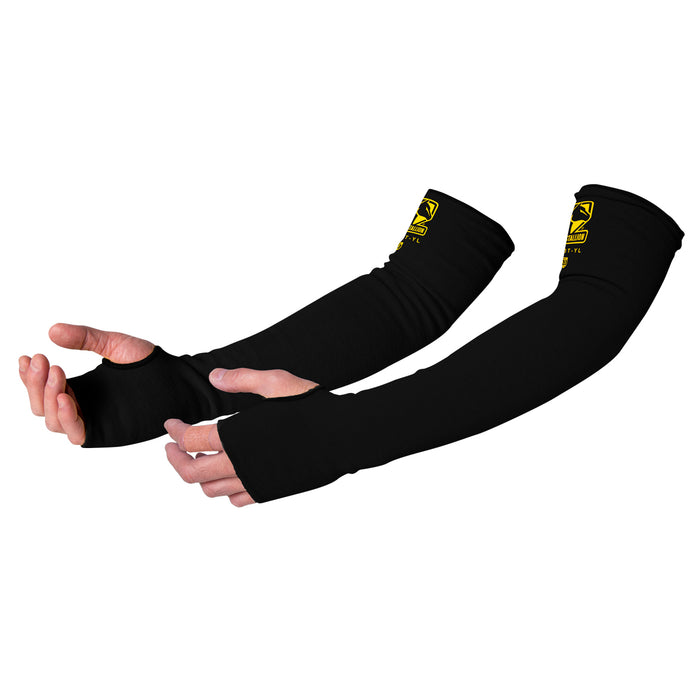 BLACK STALLION KS-23T-BK Black A4 Cut-Resistant Para-Aramid Knit Sleeves with Thumb Slot, 23