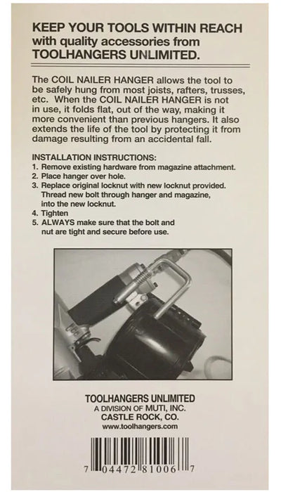 Tool Hangers 81006 Tool -Hanger for Coil Nailers ( Sky Hook) Hanger Only