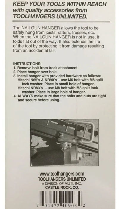 Tool Hangers 40903 Tool -Hanger for Hitachi Framing Nail Guns NR83A2 ( Sky Hook)