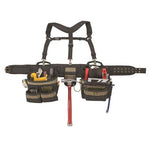 Custom Leather Craft 6714 Heavy Duty Framers 5 Piece Comfort-lift Combo Tool Belt Apron, 31 Pocket,Black
