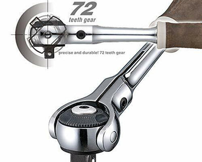 VESSEL HRW3005M-SW  3/8" Swivel Socket Wrench Set - Wood-Compo HRW3005M-SW Non-Slip Handle (16 pcs)