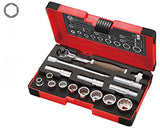 VESSEL HRW3005M-SW  3/8" Swivel Socket Wrench Set - Wood-Compo HRW3005M-SW Non-Slip Handle (16 pcs)