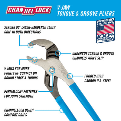 ChannelLock 442 - 12 inch V - Jaw Tongue and Groove Plier