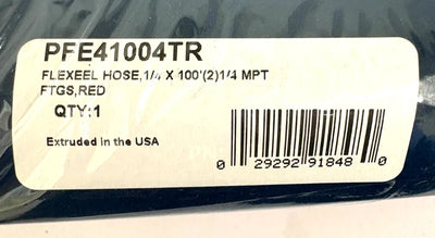 Coilhose Pneumatics PFE41004TR Flexeel Hose,   1/4" x 100', 1/4" MPT Reusable Strain Relief Fittings, Transparent Red
