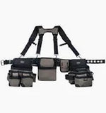 Bucket Boss Mullet Buster 3 Bag Tool Belt with Suspenders in Grey, 55135, Black, full size