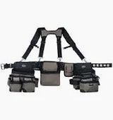 Bucket Boss Mullet Buster 3 Bag Tool Belt with Suspenders in Grey, 55135, Black, full size
